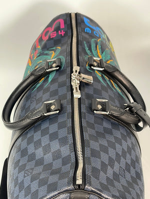 Louis Vuitton Damier Cobalt Keepall Bandouliere 55 Duffle Bag with