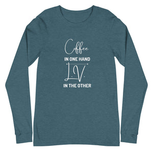 Coffee in One Hand, LV in the Other, Unisex Long Sleeve Tee KimmieBBags